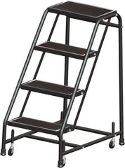 Ballymore - 38" 4 Step Ladder - Rolling Safety Ladder, 450 Lb Capacity, 38" Platform Height, 30" Base Width x 31" Base Depth, Abrasive Mat Tread - Americas Tooling