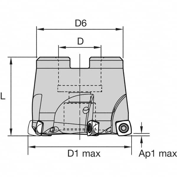 Kennametal - 5 Inserts, 66mm Cutter Diam, 1.5mm Max Depth of Cut, Indexable High-Feed Face Mill - 27mm Arbor Hole Diam, 50mm High, 7792VXD09 Toolholder, XD..090408 Inserts, Series 7792VX - Americas Tooling