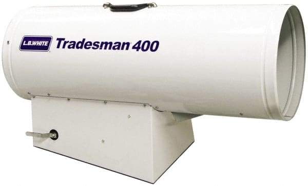 LB White - 250,000 to 400,000 BTU Rating, Propane Forced Air Heater with Thermostat - 9,000 Sq Ft Max Heating Area, 2 to 100 Lb Cylinders Capacity, Fuel with Propane - Americas Tooling