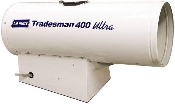 LB White - 250,000 to 400,000 BTU Rating, Propane Forced Air Heater with Thermostat - 9,000 Sq Ft Max Heating Area, 2 to 100 Lb Cylinders Capacity, Fuel with Propane - Americas Tooling