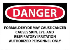 NMC - "Danger - Formaldehyde May Cause Cancer", 10" Long x 14" Wide, Pressure-Sensitive Vinyl Safety Sign - Rectangle, 0.045" Thick, Use for Hazardous Materials - Americas Tooling