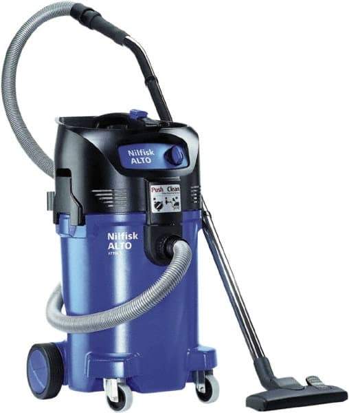 Nilfisk - 12 Gal Plastic Tank, Electric Powered Wet/Dry Vacuum - 1.34 Peak hp, 120 Volt, 8.3 Amps, 10' Hose Fitting, General Purpose Filter, Accessories Included - Americas Tooling