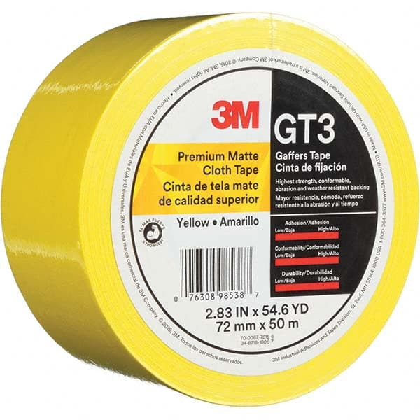 3M - 50m x 72mm x 11 mil Yellow Cotton Cloth Gaffers Tape - Americas Tooling