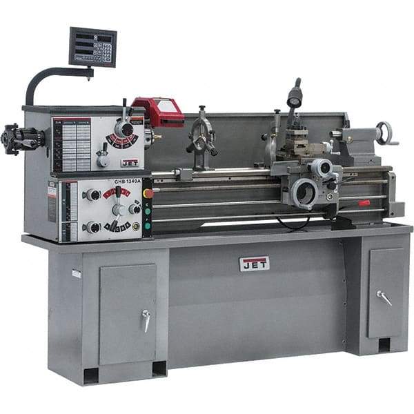 Jet - 13" Swing, 43" Between Centers, 230 Volt, Single Phase Bench Lathe - 2 hp, 70 to 2,000 RPM, 1-3/8" Bore Diam, 28-1/2" Deep x 30" High x 79" Long - Americas Tooling