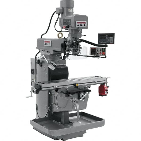 Jet - 10" Table Width x 50" Table Length, Electronic Variable Speed Control, 3 Phase Knee Milling Machine - 3 hp - Americas Tooling