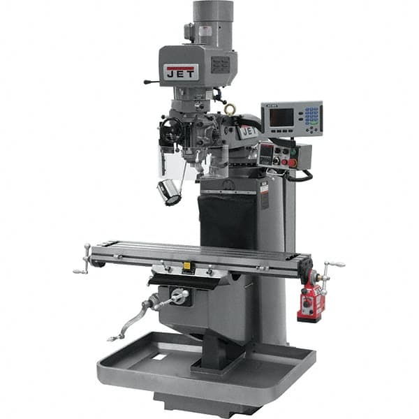 Jet - 9" Table Width x 49" Table Length, Electronic Variable Speed Control, 3 Phase Knee Milling Machine - 3 hp - Americas Tooling