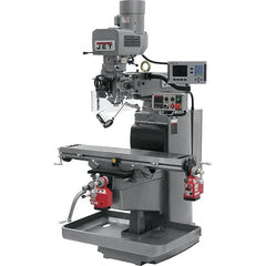 Jet - 10" Table Width x 50" Table Length, Electronic Variable Speed Control, 3 Phase Knee Milling Machine - 3 hp - Americas Tooling