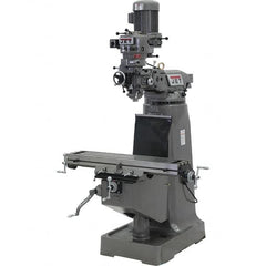 Jet - 9" Table Width x 42" Table Length, Step Pulley Control, 3 Phase Knee Milling Machine - 2 hp - Americas Tooling