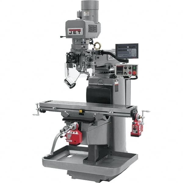 Jet - 10" Table Width x 50" Table Length, Electronic Variable Speed Control, 3 Phase Knee Milling Machine - 3 hp - Americas Tooling