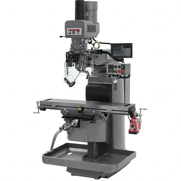 Jet - 10" Table Width x 50" Table Length, Electronic Variable Speed Control, 3 Phase Knee Milling Machine - 3 hp - Americas Tooling