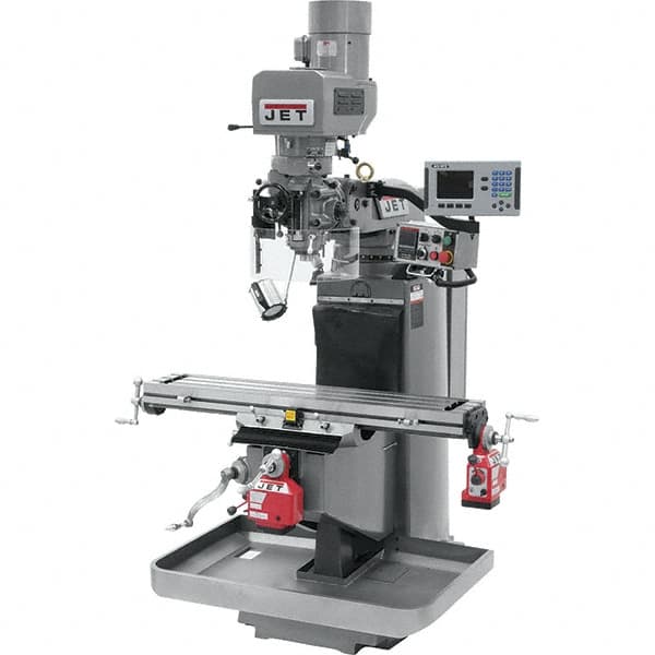 Jet - 9" Table Width x 49" Table Length, Electronic Variable Speed Control, 3 Phase Knee Milling Machine - 3 hp - Americas Tooling