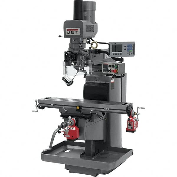 Jet - 10" Table Width x 50" Table Length, Electronic Variable Speed Control, 3 Phase Knee Milling Machine - 3 hp - Americas Tooling