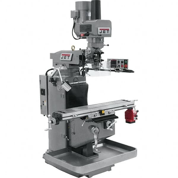 Jet - 9" Table Width x 49" Table Length, Electronic Variable Speed Control, 3 Phase Knee Milling Machine - 3 hp - Americas Tooling