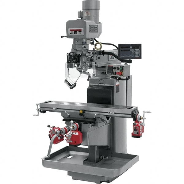 Jet - 10" Table Width x 50" Table Length, Electronic Variable Speed Control, 3 Phase Knee Milling Machine - 3 hp - Americas Tooling