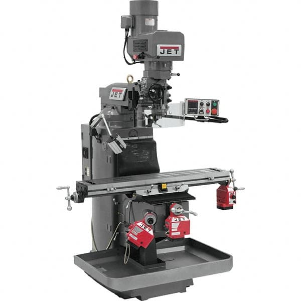 Jet - 9" Table Width x 49" Table Length, Electronic Variable Speed Control, 3 Phase Knee Milling Machine - 3 hp - Americas Tooling