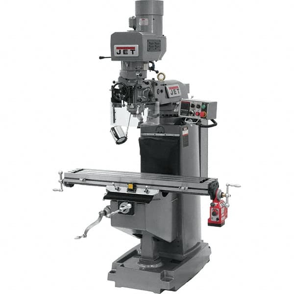 Jet - 9" Table Width x 49" Table Length, Electronic Variable Speed Control, 3 Phase Knee Milling Machine - 3 hp - Americas Tooling