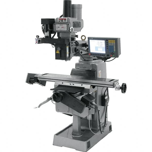 Jet - 9" Table Width x 49" Table Length, Electronic Variable Speed Control, 3 Phase Knee Milling Machine - R8 Spindle Taper, 3 hp - Americas Tooling