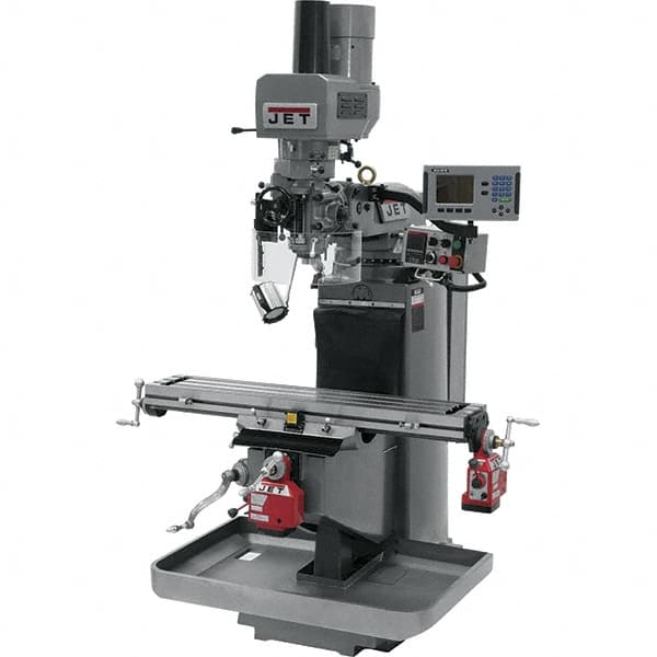 Jet - 9" Table Width x 49" Table Length, Electronic Variable Speed Control, 3 Phase Knee Milling Machine - 3 hp - Americas Tooling