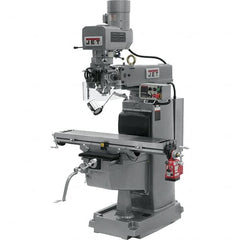 Jet - 10" Table Width x 50" Table Length, Electronic Variable Speed Control, 3 Phase Knee Milling Machine - 3 hp - Americas Tooling