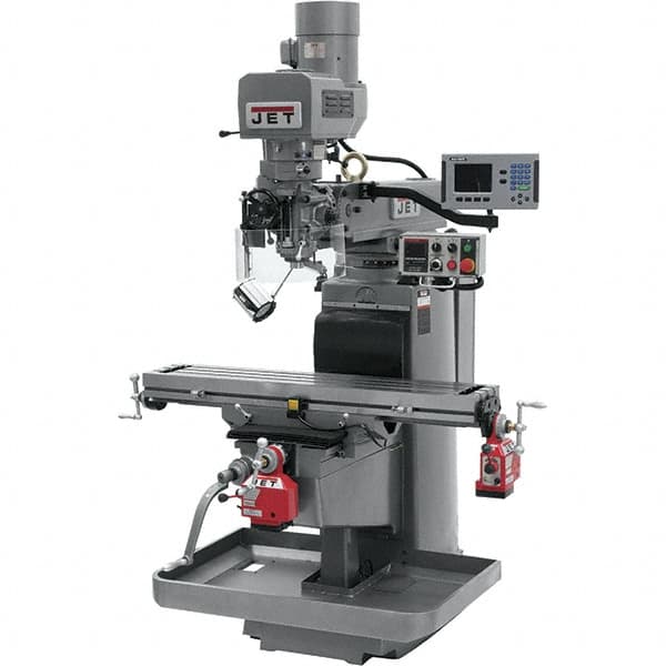 Jet - 10" Table Width x 50" Table Length, Electronic Variable Speed Control, 3 Phase Knee Milling Machine - 3 hp - Americas Tooling