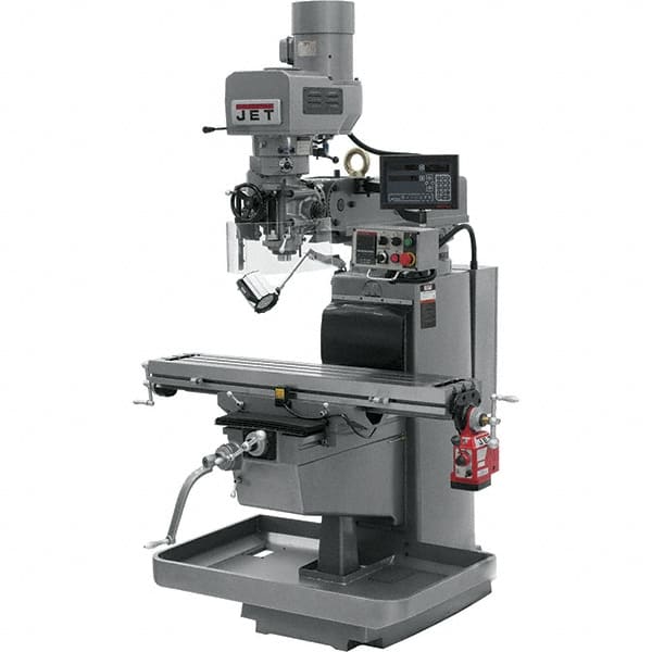 Jet - 10" Table Width x 50" Table Length, Electronic Variable Speed Control, 3 Phase Knee Milling Machine - 3 hp - Americas Tooling