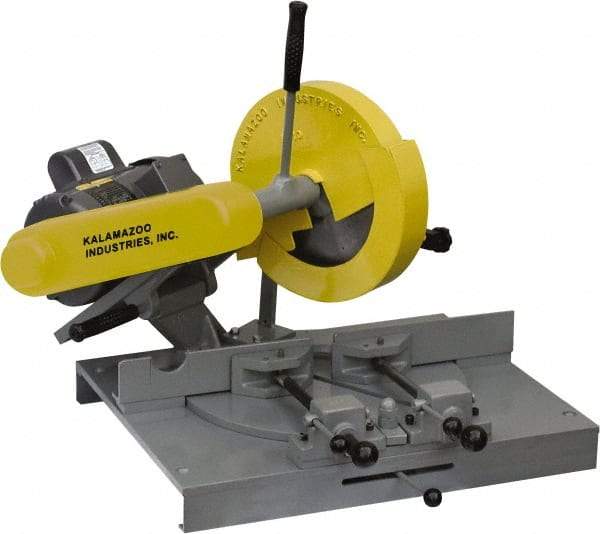 Kalamazoo - 10" Blade Diam, 5/8" Arbor Hole, Miter Chop & Cutoff Saw - 3,450 RPM, 3 hp, 220/440 Volts, 1 or 3 Phase - Americas Tooling