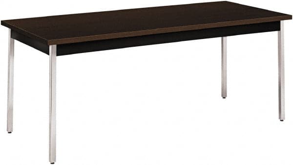 Hon - 30" Long x 72" Wide x 29" High Stationary Utility Tables - 1-1/8" Thick, Mocha & Black, High Pressure Laminate - Americas Tooling
