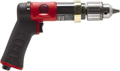 Chicago Pneumatic - 1/2" Reversible Keyed Chuck - Pistol Grip Handle, 840 RPM, 0.5 hp, 90 psi - Americas Tooling