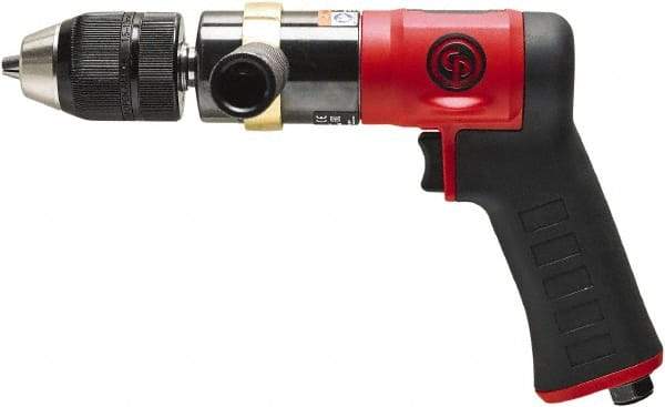 Chicago Pneumatic - 1/2" Keyless Chuck - Pistol Grip Handle, 600 RPM, 0.5 hp, 90 psi - Americas Tooling