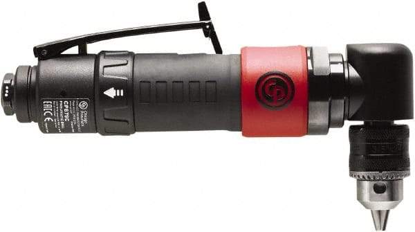 Chicago Pneumatic - 3/8" Reversible Keyed Chuck - Right Angle Handle, 2,000 RPM, 0.3 hp, 90 psi - Americas Tooling