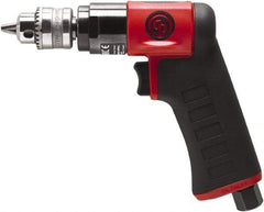 Chicago Pneumatic - 1/4" Keyed Chuck - Pistol Grip Handle, 3,300 RPM, 0.3 hp, 90 psi - Americas Tooling