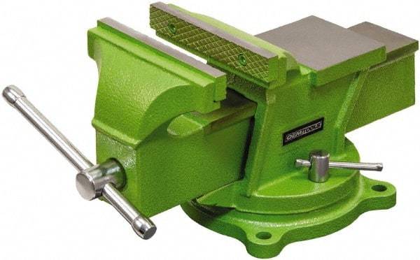 OEM Tools - 6" Jaw Width, 6" Opening Capacity, 2-19/32" Throat Depth, Cast Iron Swivel Bench Vise - Bolt Down Base Attachment - Americas Tooling