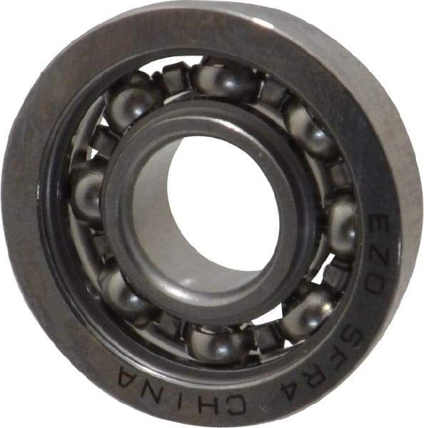 Value Collection - 1/4" Bore Diam, 5/8" OD, Open Miniature Radial Ball Bearing - 0.196" Wide, With Flange, 1 Row, Round Bore, 128 Lb Static Capacity, 335 Lb Dynamic Capacity - Americas Tooling