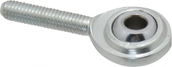 Made in USA - 3/16" ID, 5/8" Max OD, 1,210 Lb Max Static Cap, Plain Male Spherical Rod End - 10-32 RH, Steel with Steel Raceway - Americas Tooling