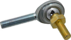 Made in USA - 1/4" ID, 3/4" Max OD, 2,225 Lb Max Static Cap, Male Spherical Rod End with Stud - 1/4-28 RH, Steel with Steel Raceway - Americas Tooling