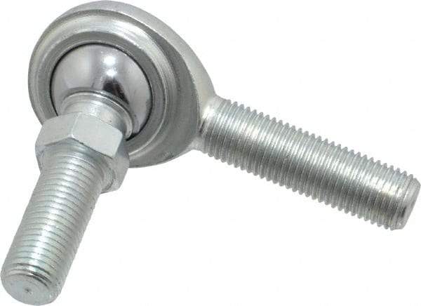 Made in USA - 3/8" ID, 1" Max OD, 5,100 Lb Max Static Cap, Male Spherical Rod End with Stud - 3/8-24 RH, Steel with Steel Raceway - Americas Tooling