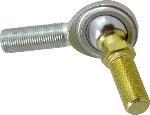 Made in USA - 5/8" ID, 1-1/2" Max OD, 9,813 Lb Max Static Cap, Male Spherical Rod End with Stud - 5/8-18 RH, Steel with Steel Raceway - Americas Tooling