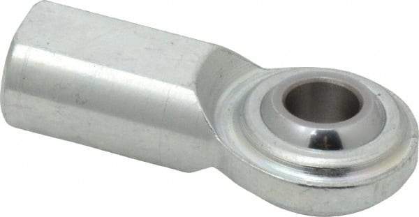 Made in USA - 3/8" ID, 1" Max OD, 5,100 Lb Max Static Cap, Plain Female Spherical Rod End - 3/8-24 RH, Steel with Steel Raceway - Americas Tooling