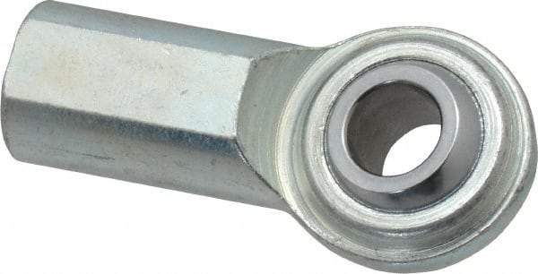 Made in USA - 1/2" ID, 1-5/16" Max OD, 8,386 Lb Max Static Cap, Plain Female Spherical Rod End - 1/2-20 RH, Steel with Steel Raceway - Americas Tooling