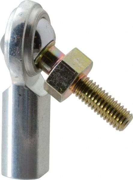 Made in USA - 3/16" ID, 5/8" Max OD, 1,210 Lb Max Static Cap, Female Spherical Rod End with Stud - 10-32 RH, Steel with Steel Raceway - Americas Tooling