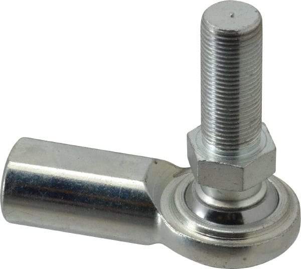 Made in USA - 3/4" ID, 1-3/4" Max OD, 14,290 Lb Max Static Cap, Female Spherical Rod End with Stud - 3/4-16 RH, Steel with Steel Raceway - Americas Tooling