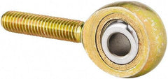 Made in USA - 7/16" ID, 1-1/8" Max OD, 4,244 Lb Max Static Cap, Male Spherical Rod End with Stud - 7/16-20 RH, Steel with Bronze Raceway - Americas Tooling