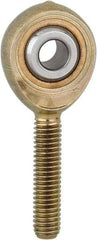 Made in USA - 3/16" ID, 5/8" Max OD, 1,174 Lb Max Static Cap, Plain Male Spherical Rod End - 10-32 RH, Steel with Bronze Raceway - Americas Tooling