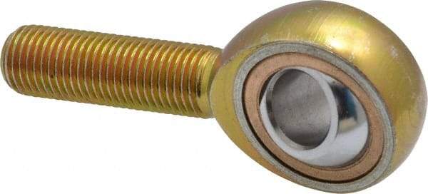 Made in USA - 7/16" ID, 1-1/8" Max OD, 4,244 Lb Max Static Cap, Plain Male Spherical Rod End - 7/16-20 RH, Steel with Bronze Raceway - Americas Tooling