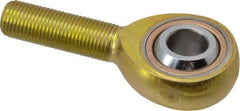 Made in USA - 1/2" ID, 1-5/16" Max OD, 6,700 Lb Max Static Cap, Plain Male Spherical Rod End - 1/2-20 RH, Steel with Bronze Raceway - Americas Tooling