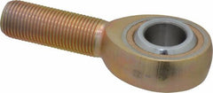 Made in USA - 5/8" ID, 1-1/2" Max OD, 7,400 Lb Max Static Cap, Plain Male Spherical Rod End - 5/8-18 RH, Steel with Bronze Raceway - Americas Tooling