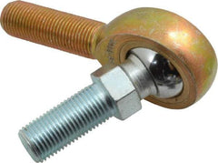 Made in USA - 1/2" ID, 1-5/16" Max OD, 6,700 Lb Max Static Cap, Male Spherical Rod End with Stud - 1/2-20 RH, Steel with Bronze Raceway - Americas Tooling