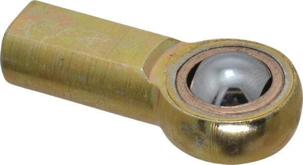 Made in USA - 3/16" ID, 5/8" Max OD, 1,624 Lb Max Static Cap, Plain Female Spherical Rod End - 10-32 RH, Steel with Bronze Raceway - Americas Tooling