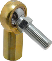 Made in USA - 7/16" ID, 1-1/8" Max OD, 4,300 Lb Max Static Cap, Female Spherical Rod End with Stud - 7/16-20 RH, Steel with Bronze Raceway - Americas Tooling