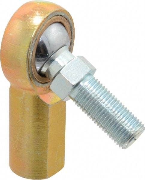 Made in USA - 1/2" ID, 1-5/16" Max OD, 6,700 Lb Max Static Cap, Female Spherical Rod End with Stud - 1/2-20 RH, Steel with Bronze Raceway - Americas Tooling